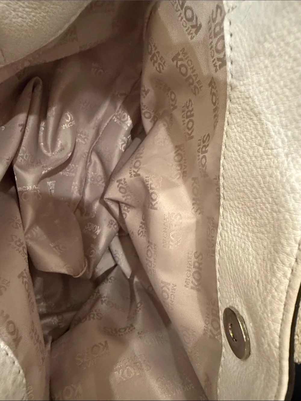 Michael Kors Pebbled White Leather Shoulder Hobo with Silver Chain